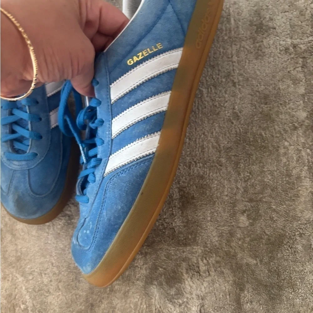 Adidas Gazelle Indoor Blue with White Accents Size 10